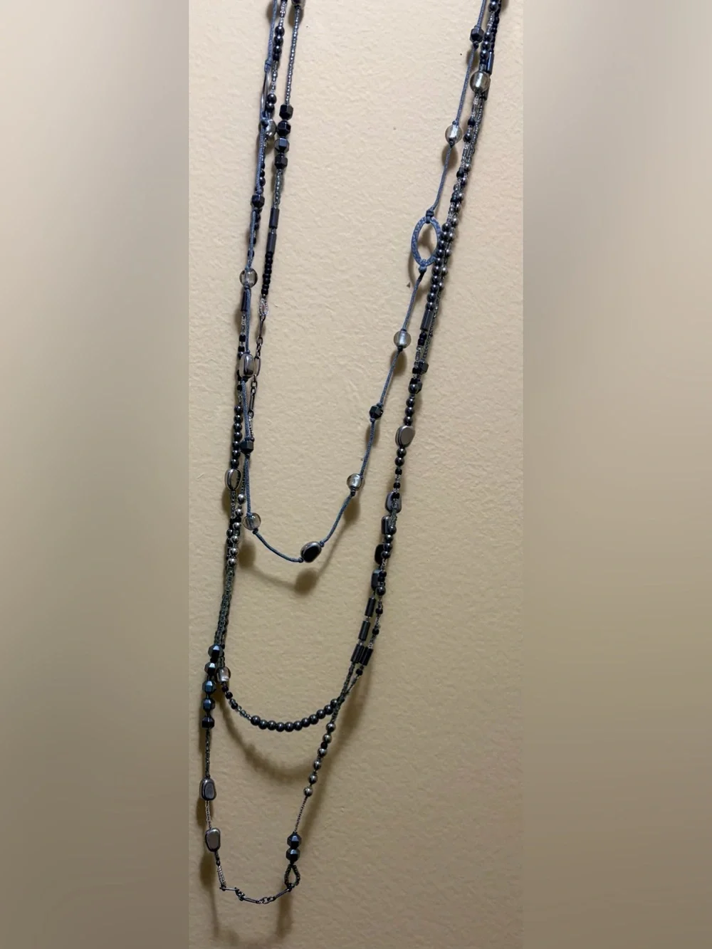* Silpada Dewdrops Multi-Strand Sterling Hematite Bead Necklace N2097 *